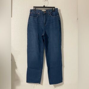NWT Madewell Baggy Straight Jeans Raw Hem Size 29